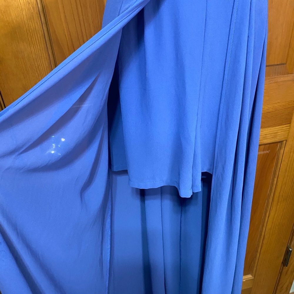 Elegant Slate Blue Romper with Sheer Overlay - Picture 5 of 6